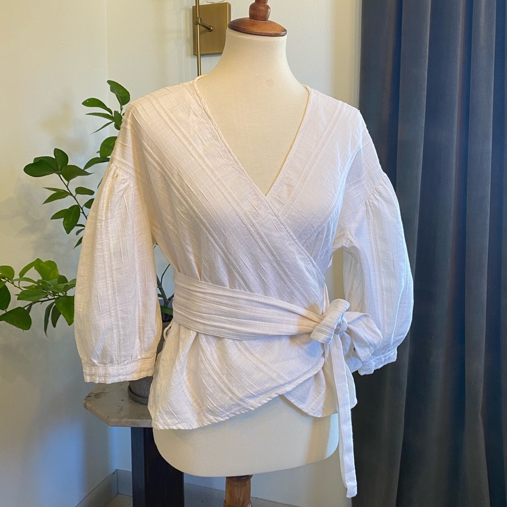 Zara Elegant Cream Wrap Top
